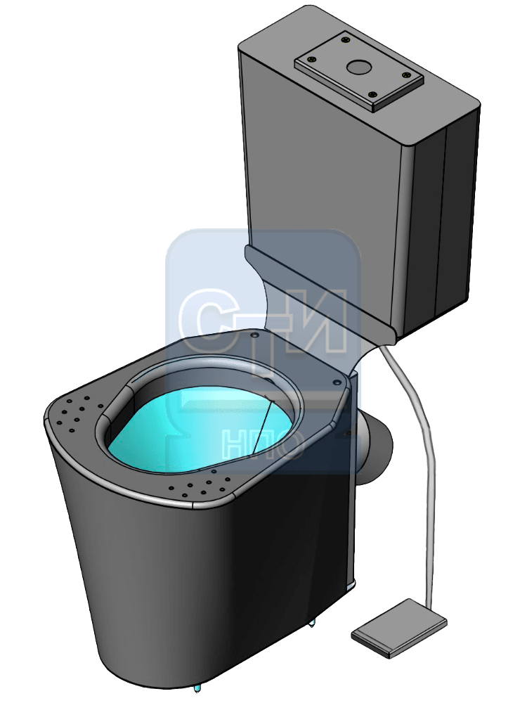 СТИ.УНБ.02 - Унитаз антивандальный из нержавеющей стали с бачком с педальным спуском воды