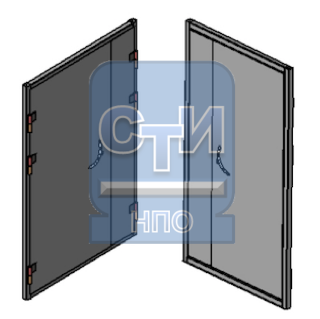 СТИ.БДМУ.ЗМ.02.000 - Блок дверной металлический усиленный двустворчатый, с замком механического типа (замок типа «Цербер»)